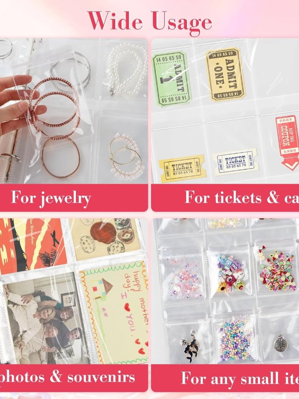 Large Transparent Jewelry Storage Book with 300 Pockets and 50 Jewelry Pouches,T - Picture 9 of 9
